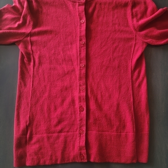 Eddie Bauer Button Up Crewneck Christine Red Cardigan Sweater Size Small - Picture 11 of 11